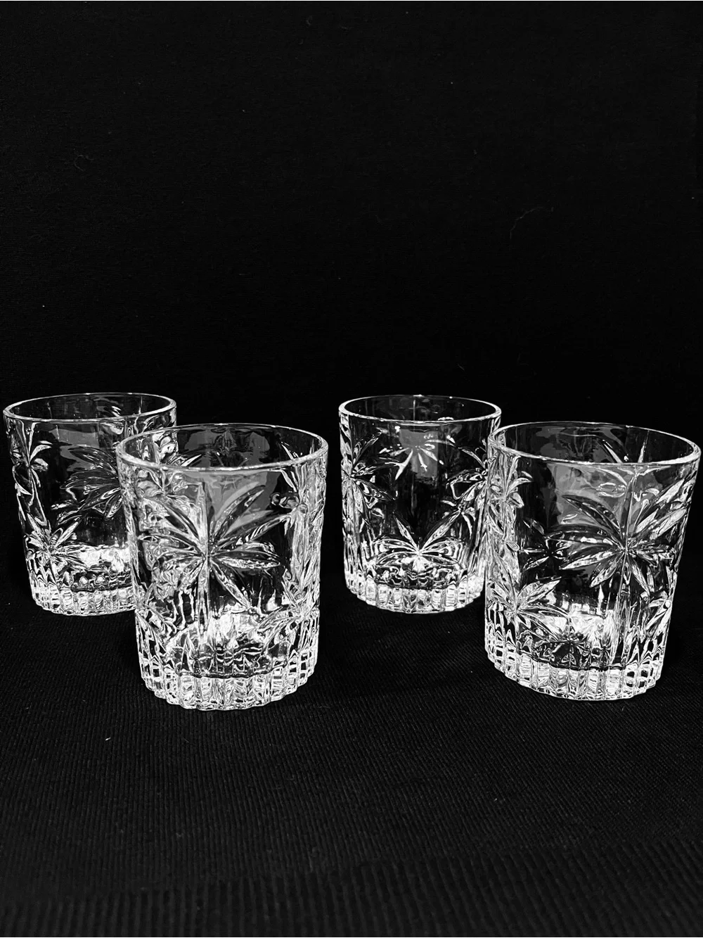 Godinger South Beach Palm Collection Crystal Double Old-Fashioned 4 Glasses